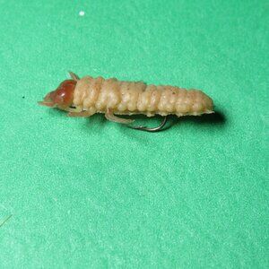 VINTAGE BEETLE LARVAE WHITE GRUB FISHING LURE